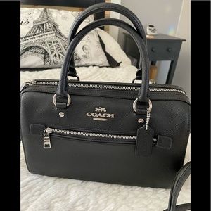 Like New COACH Style No. F79946 BLACK Rowan Satchel with silver hardware.